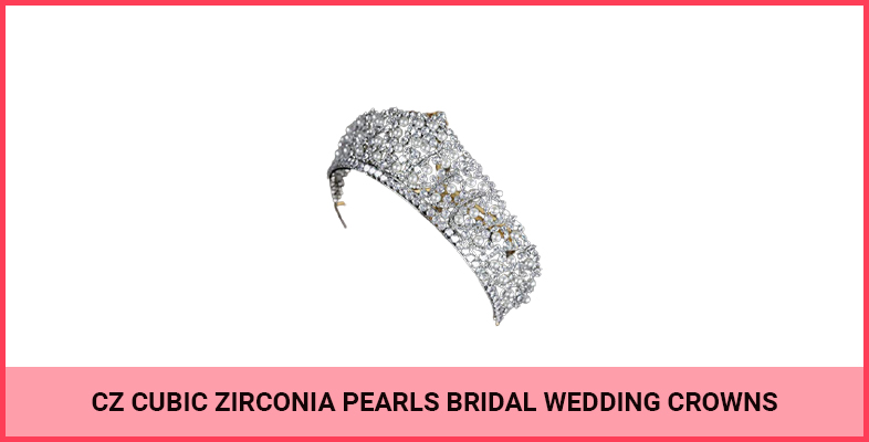 CZ Cubic Zirconia Pearls Bridal Wedding Crowns