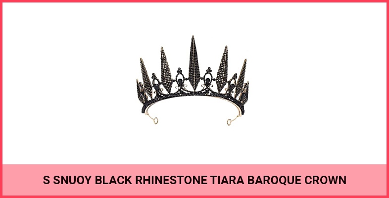S SNUOY Black Rhinestone Tiara Baroque Crown