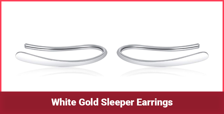 White Gold Sleeper Earrings