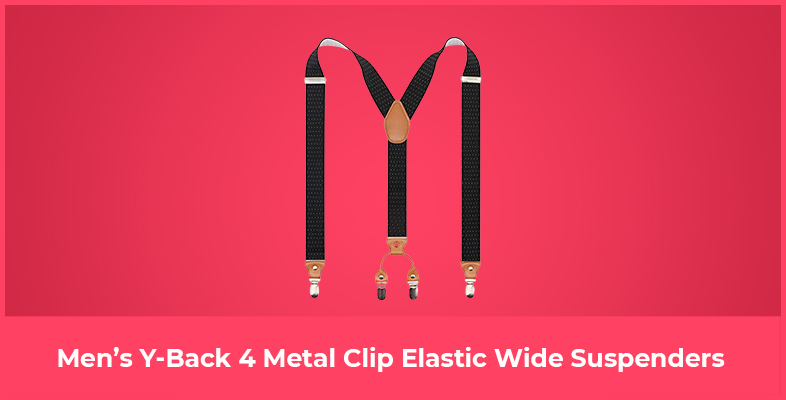 Men’s Y-Back 4 Metal Clip Elastic Wide Suspenders