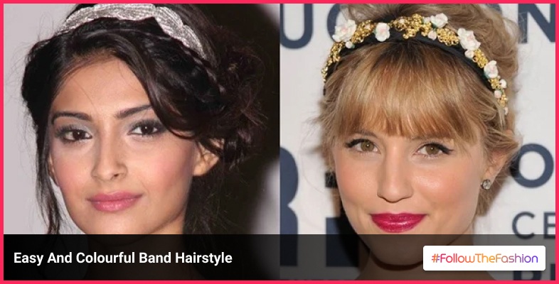 Easy And Colorful Band Hairstyle