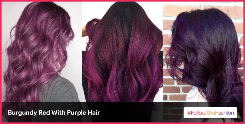 Burgundy Red With Purple Hair