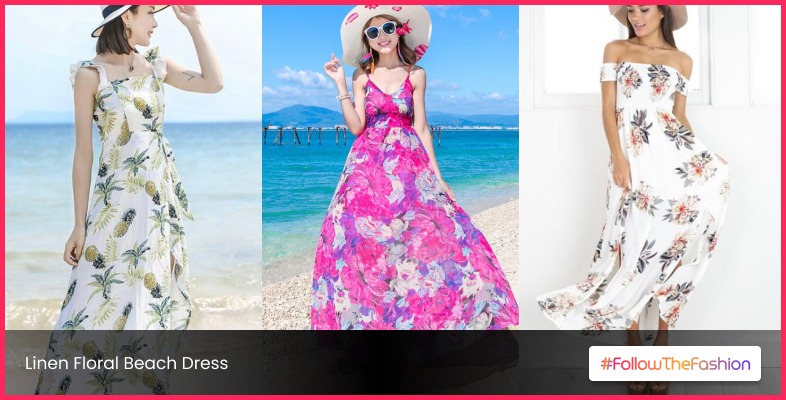 Linen Floral Beach Dress