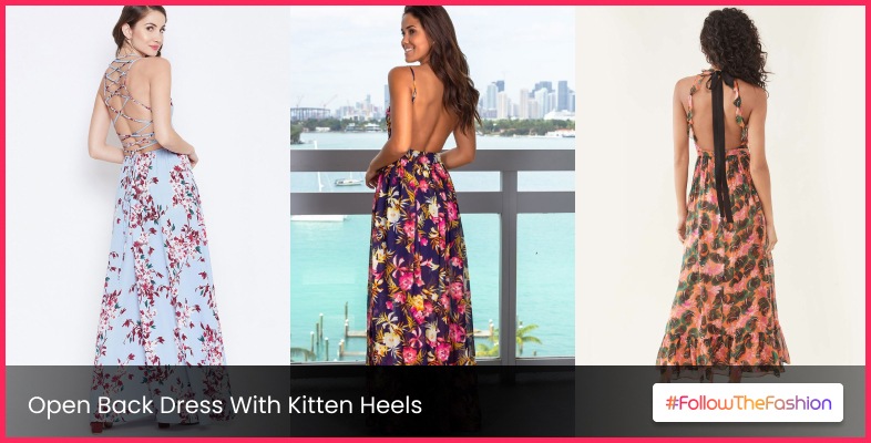 Open Back Dress With Kitten Heels