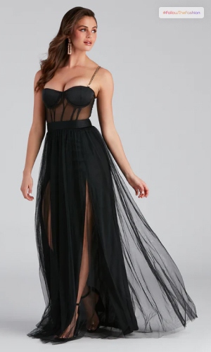 Cintra Mesh Tulle Bustier Gown