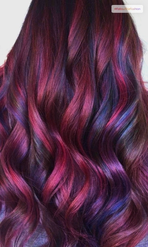 Contrasting Red To Dark Purple Hair With Ombre 1