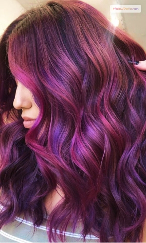 Contrasting Red To Dark Purple Hair With Ombre 3