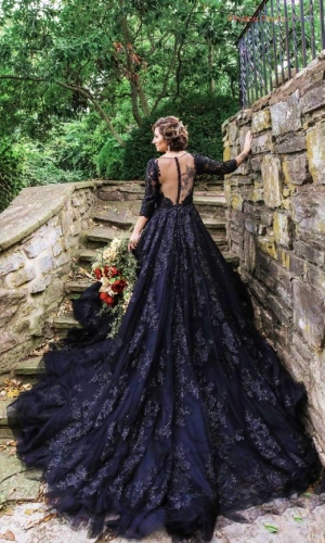 Fairytale Lacy Black Wedding Dresses 1