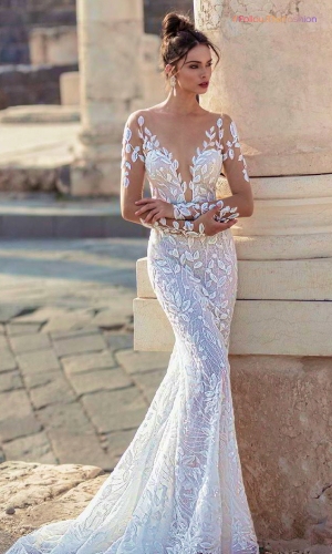 Illusion Long Sleeve Mermaid Wedding Dress 2