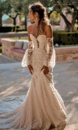 Lace Boho Mermaid Wedding Dress 2