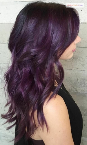 Long Hair With Purple Eggplant Balayage 2