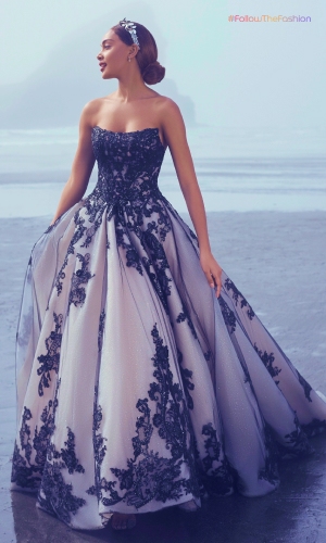 Royal-Inspired Strapless Black Wedding Dresses 3