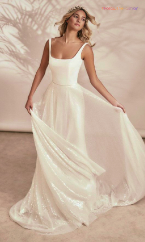 Sparkle Wedding Dress With Square Neckline 2