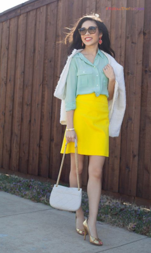 Mint Green Top With Yellow Skirt