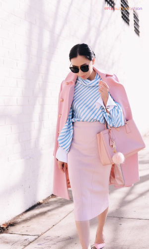 Pastel Blue Top With Pastel Pink Skirt